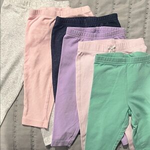 Bundle of 6 Carter's Kids Leggings Set - Pink, Purple, Green, Gray